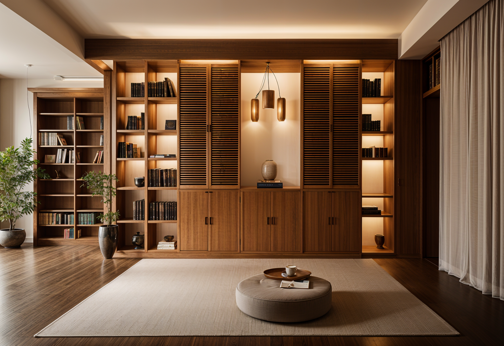 Warm library interior